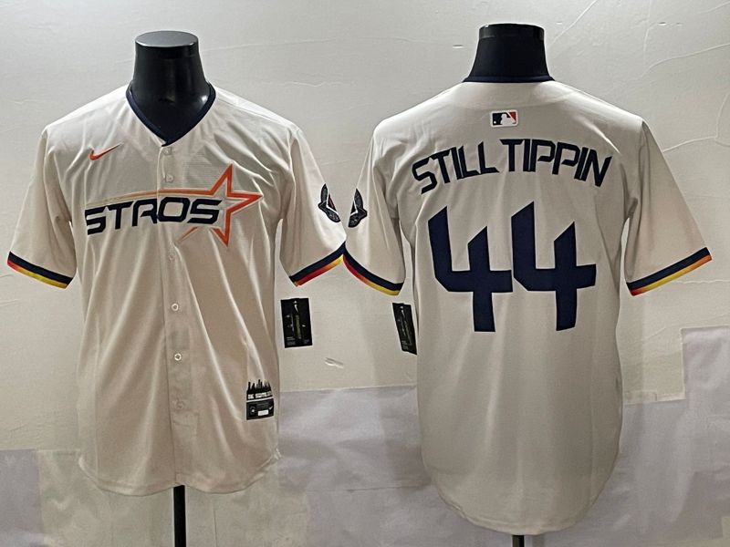 Men 2025 Houston Astros 44 Still Tippin Cream Three generations Joint Name Nike MLB Jersey style 9